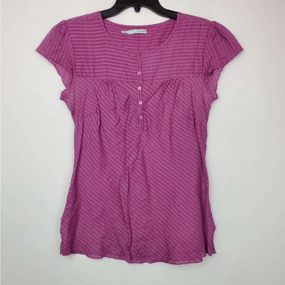 Maurices MEDIUM Purple 3 button SS Blouse